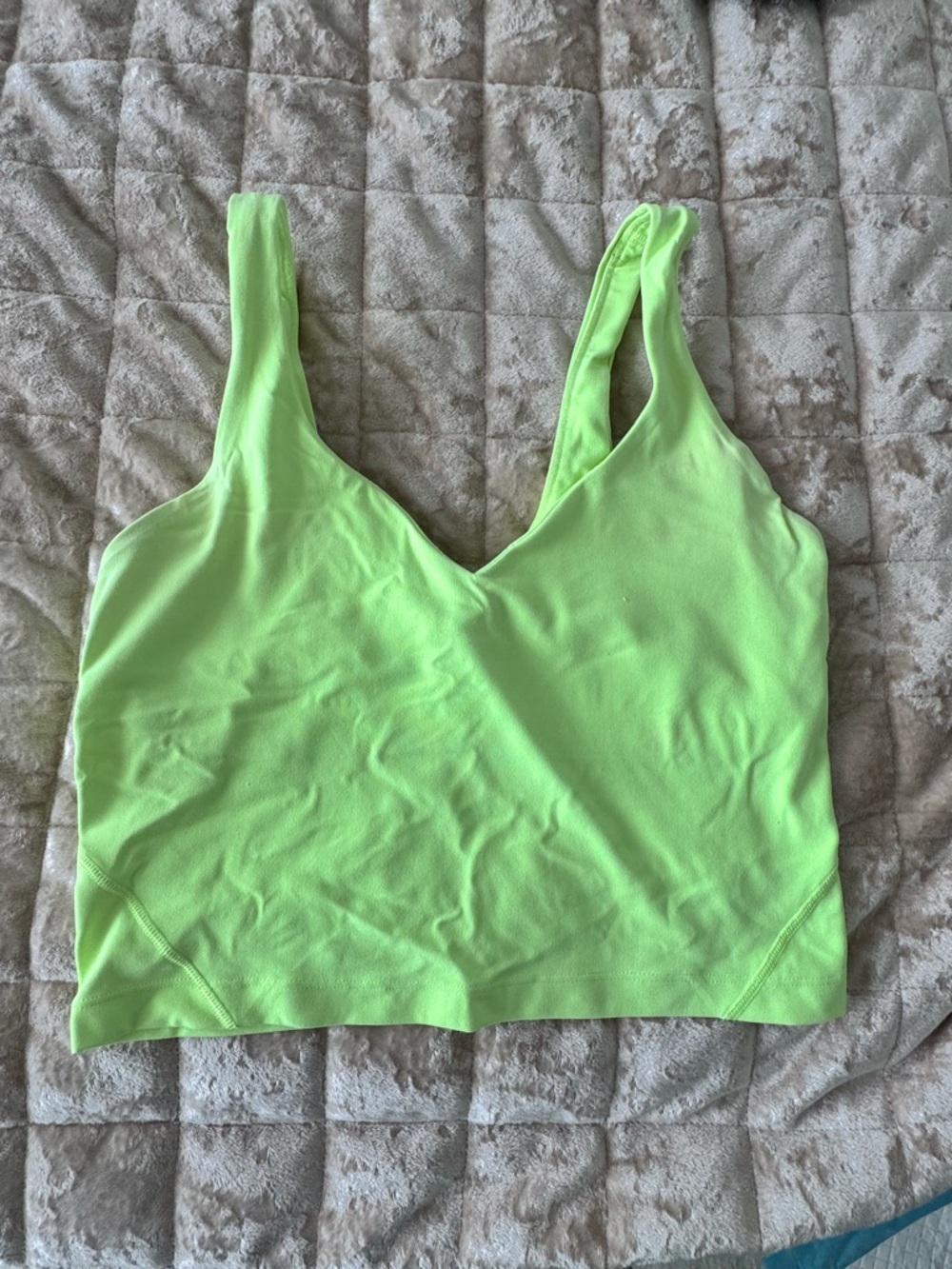 lululemon athletica Neon Lime V-Neck Cropped Tank Top